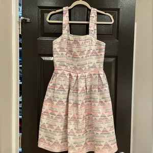 Hutch cream pink blue sleeveless tweed dress size 4